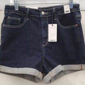 Judy Blue Women's Jean Shorts Cuffed Pockets Dark Wash High Rise Denim L